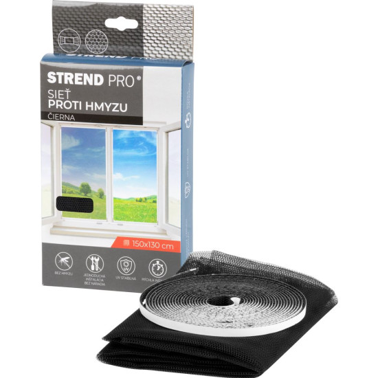 FlyScreen2 net 150x130 cm, against insects and mosquitoes, for window, black PE