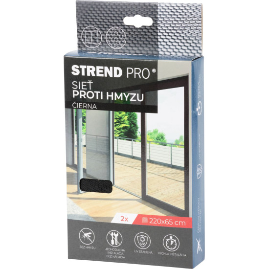 FlyScreen2 net 220x65 cm, against insects and mosquitoes, for balcony doors, black PE, pack. 2 pcs