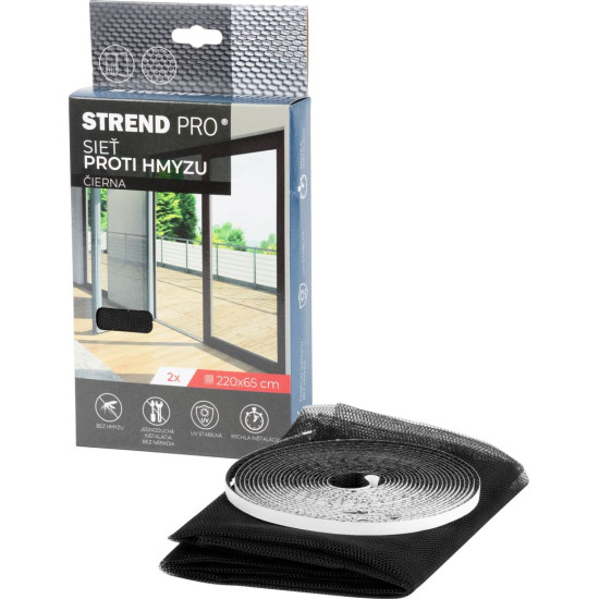 FlyScreen2 net 220x65 cm, against insects and mosquitoes, for balcony doors, black PE, pack. 2 pcs