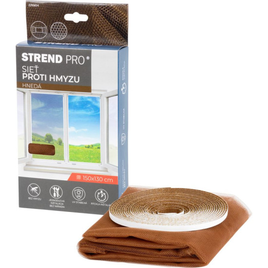 FlyScreen3 net 150x130 cm, against insects and mosquitoes, for window, brown PE