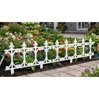Žogs Fence Gardens F755, 64x34 cm, plastmasas, balts, mini dekoratīvs žogs