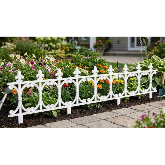 Žogs Fence Gardens F755, 64x34 cm, plastmasas, balts, mini dekoratīvs žogs Žogs Fence Gardens F755, 64x34 cm, plastmasas, balts, mini dekoratīvs žogs