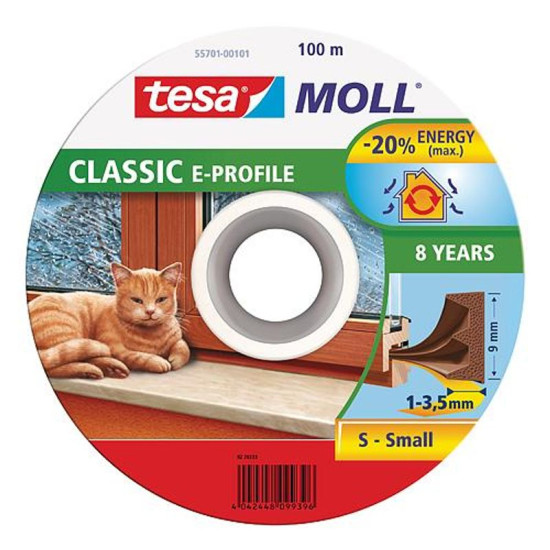 Durvju blīvējums tesamoll® profils E, 9 mm, brūns, 100 m
