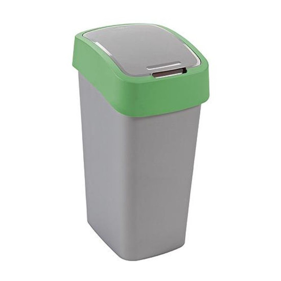 Atkritumu tvertne Curver® FLIP BIN 10L, pelēki sudraba/zaļa