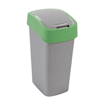 Atkritumu tvertneCurver® FLIP BIN 50L, pelēks-sudrabs/zaļš Atkritumu tvertneCurver® FLIP BIN 50L, pelēks-sudrabs/zaļš