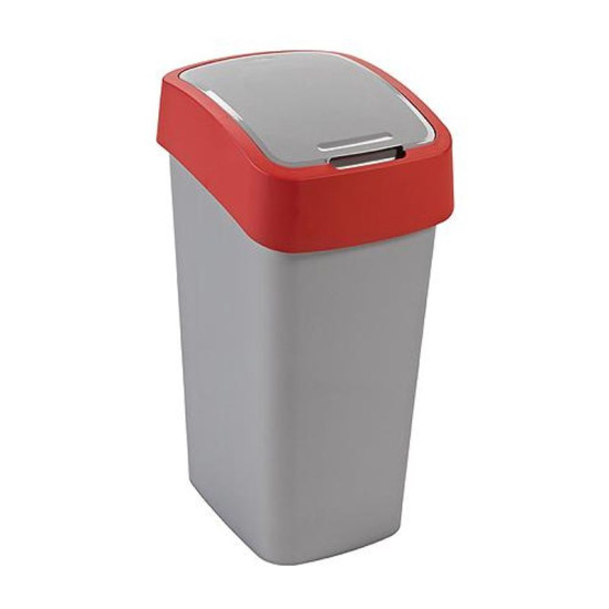 Atkritumu tvertne Curver® FLIP BIN 50L, pelēki sudraba/sarkana Atkritumu tvertne Curver® FLIP BIN 50L, pelēki sudraba/sarkana