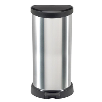 Atkritumu tvertne Curver® DECO BIN 40L, sudraba/melna, atkritumiem