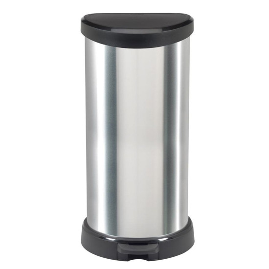 Atkritumu tvertne Curver® DECO BIN 40L, sudraba/melna, atkritumiem