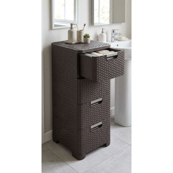 Комод Curver® STYLE 4x ящика, темно-коричневый, 33x79x38 см