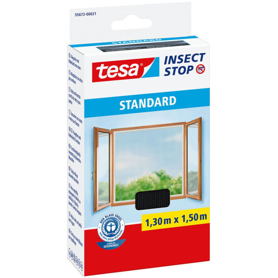 tesa® Standard net, 130x150 cm, against insects and mosquitoes, for window, anthracite