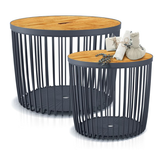 Clubo table with lid 450x410 mm, 2in1, universal basket, bamboo lid, 50 lit., anthracite Clubo table with lid 450x410 mm, 2in1, universal basket, bamboo lid, 50 lit., anthracite