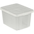<p>The practical storage box with lid is made of the highest quality plastic. It is stackable. Reinforced bottom. An attractive and practical addition to the home. It allows you to store items for which you have previously lacked space. Color: translucent. Volume: 26 liters. Dimensions: 44x34x27 cm.</p>