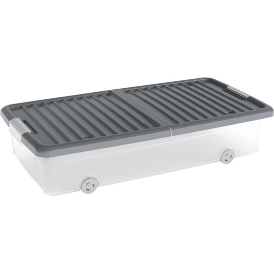 Ящик с крышкой KIS W Box Underbed L, 35 л., полупрозрачный, 39x79x17 см, на колесах Ящик с крышкой KIS W Box Underbed L, 35 л., полупрозрачный, 39x79x17 см, на колесах