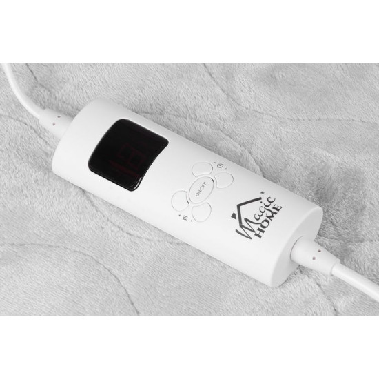 Одеяло MagicHome, с подогревом, фланель, серый, 180х130 см