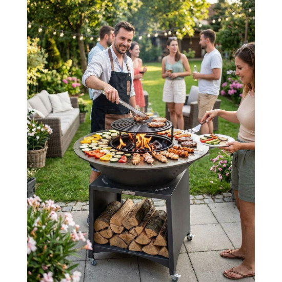 Grill Strend Pro Fiesta, антрацит, сталь, диаметром 100 см, с камином