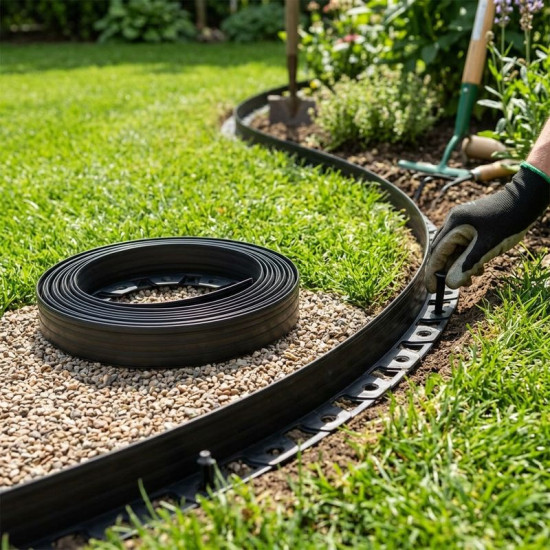 Edge Strend Pro Garden, lawn, elastic, black, L-10 m, 4 cm Edge Strend Pro Garden, lawn, elastic, black, L-10 m, 4 cm