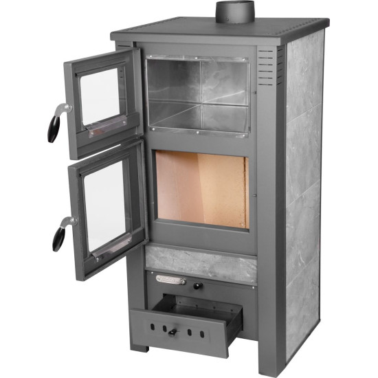 Krāsns Pro TAURUS Keramika, pelēka, 12 kW, 120 mm, ar cepeškrāsni Krāsns Pro TAURUS Keramika, pelēka, 12 kW, 120 mm, ar cepeškrāsni