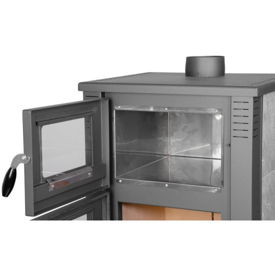 Krāsns Pro TAURUS Keramika, pelēka, 12 kW, 120 mm, ar cepeškrāsni Krāsns Pro TAURUS Keramika, pelēka, 12 kW, 120 mm, ar cepeškrāsni