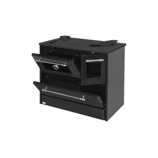 Plīts 701-G OMEGA Kuzine, ar stiklu, melns, kreisais izvads Plīts 701-G OMEGA Kuzine, ar stiklu, melns, kreisais izvads