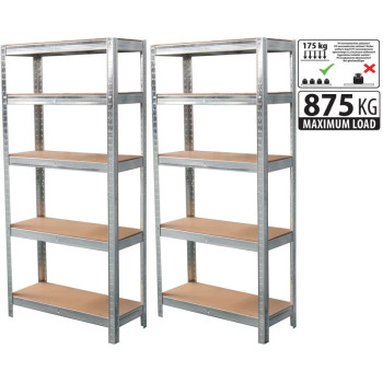 Plauktu plaukti, metāla, MDF, 5 plaukti, 1800x900x300 mm, iepakojums. 2gab Plauktu plaukti, metāla, MDF, 5 plaukti, 1800x900x300 mm, iepakojums. 2gab