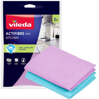 Vileda Actifibre audums, mikrošķiedra, virtuvei, 2 gab. Vileda Actifibre audums, mikrošķiedra, virtuvei, 2 gab.