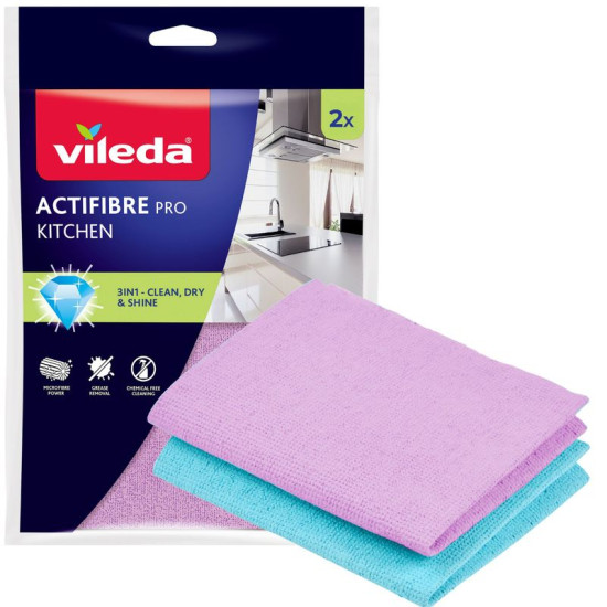 Vileda Actifibre audums, mikrošķiedra, virtuvei, 2 gab.