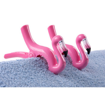 Pliers for beach towels, 13x9x3cm, 2 pcs, flamingos