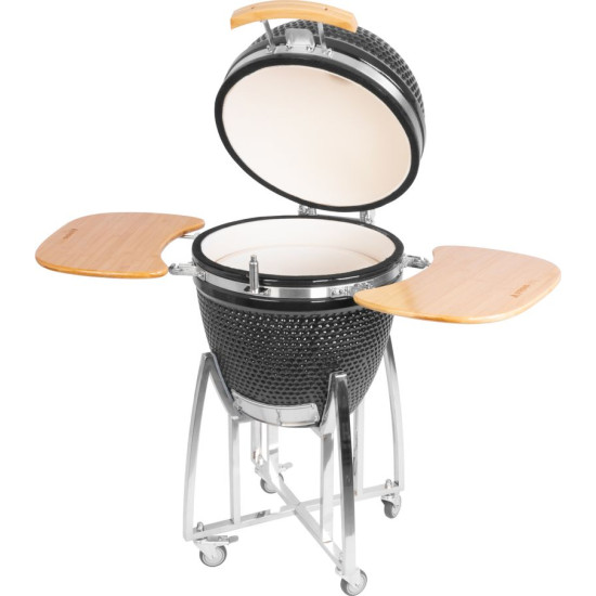 Grils BBQ Kamado Egg 21 ", 130x73x122, diametrs 46,7 cm, grila augstums 91 cm, melns