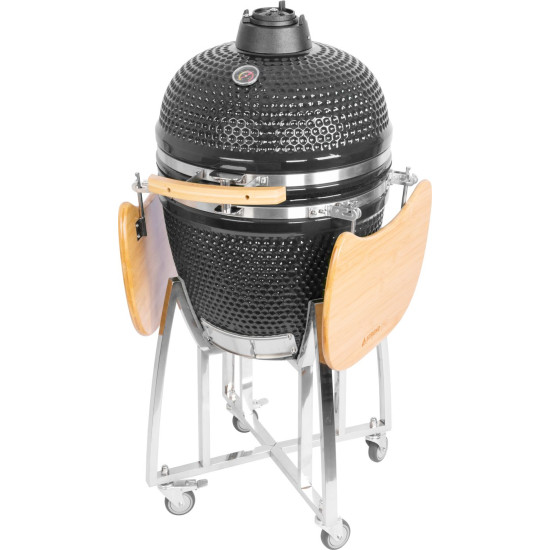 Grils BBQ Kamado Egg 21 ", 130x73x122, diametrs 46,7 cm, grila augstums 91 cm, melns