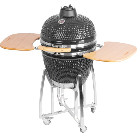 Grils BBQ Kamado Egg 21 ", 130x73x122, diametrs 46,7 cm, grila augstums 91 cm, melns