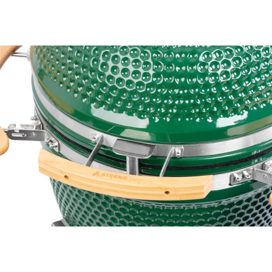 Grils Strend Pro Kamado Egg 21", diametrs 46,7 cm, grila augstums 91 cm, zaļš, 130x73x122 cm
