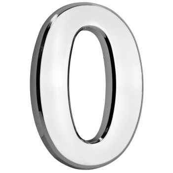 Цифра для номера дома MаgiсHome «0»,  самоклеящаяся, серебристый, 70x100 мм, ABS