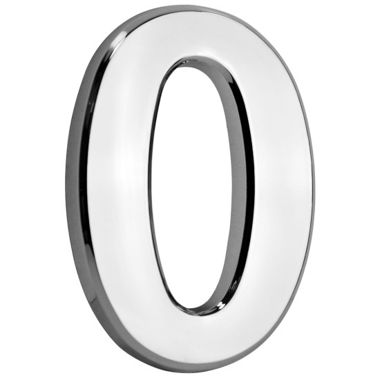 Цифра для номера дома MаgiсHome «0»,  самоклеящаяся, серебристый, 70x100 мм, ABS