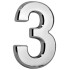 Цифра для номера дома MаgiсHome «3»,  самоклеящаяся, серебристый, 70x100 мм, ABS