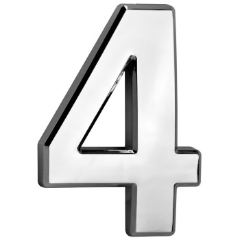 Цифра для номера дома MаgiсHome «4»,  самоклеящаяся, серебристый, 70x100 мм, ABS
