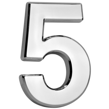 Цифра для номера дома MаgiсHome «5»,  самоклеящаяся, серебристый, 70x100 мм, ABS