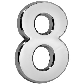 Цифра для номера дома MаgiсHome «8»,  самоклеящаяся, серебристый, 70x100 мм, ABS