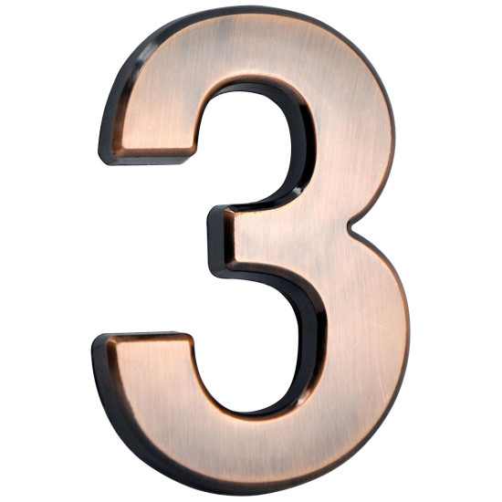 MagicHome house number ´3´, with adhesive tape, bronze, 70x100 mm, ABS