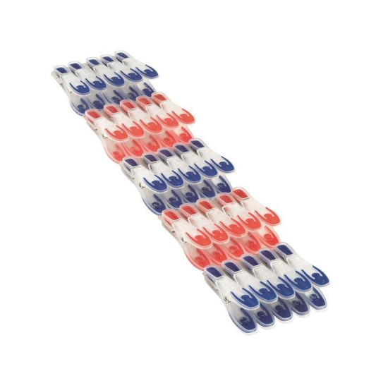 <p>Clothespins 25 pcs, dimensions: 8.5x3x31 cm. Color:white/red/blue; Material: Plastic.</p>