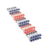 <p>Clothespins 25 pcs, dimensions: 8.5x3x31 cm. Color:white/red/blue; Material: Plastic.</p>