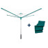 <p>Outdoor swivel dryer with easy opening and closing - weatherproof, stainless, aluminum - patented system of pulling cords into the sides, cords are protected from rain and dirt - mechanism for ideal cord release - two holes for hangers on each arm - easier thanks to the Easy-Lift system (push-button system) - easier to close without the need to bend down - up to 6 washing machines - plastic holder / case for concreting included - cover for a garden dryer is also included in the package.</p>