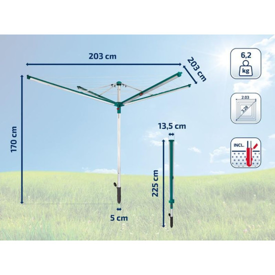 Сушилка для белья LEIFHEIT 82007 Linomatic 500 Deluxe Cover, для улицы