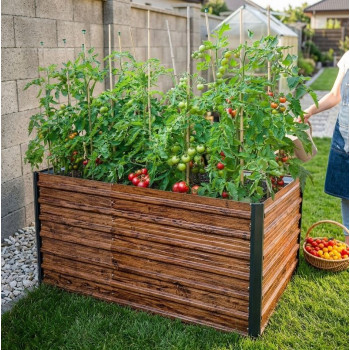 Ограждение для грядки Strend Pro Garden, 200x100x77см, 3D дизайн дерево, металл