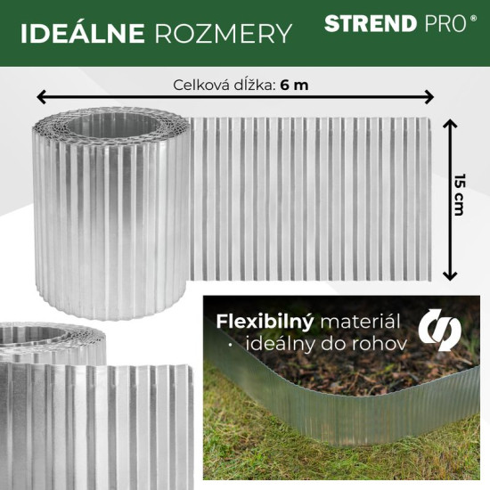 Edge Strend Pro Garden, 150 mm, L-6 m, zāliens, metāls