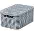 <p>The Style Storage Box with a lid with an iconic rattan texture will add a unique premium touch and feel to your interior. This multifunctional box is perfect for organizing any bathroom, bedroom, office or living room. Each box comes with convenient handles for ergonomic use and is stackable with and without a lid. Colour: grey. Dimensions: 19.8x29.1x14.2 cm.</p>