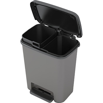 Trash bin KIS Compatta recycling, 11+11L, black/grey, 28x38x43 cm