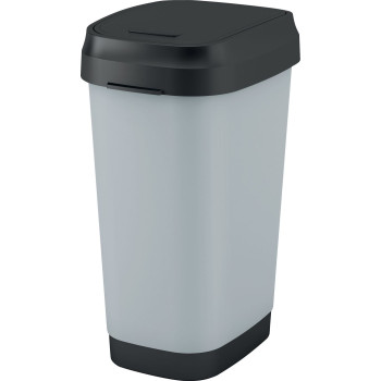 Мусорник KIS Dual Swing Style L Steel, 50л, серый, 42х30,5х60 см