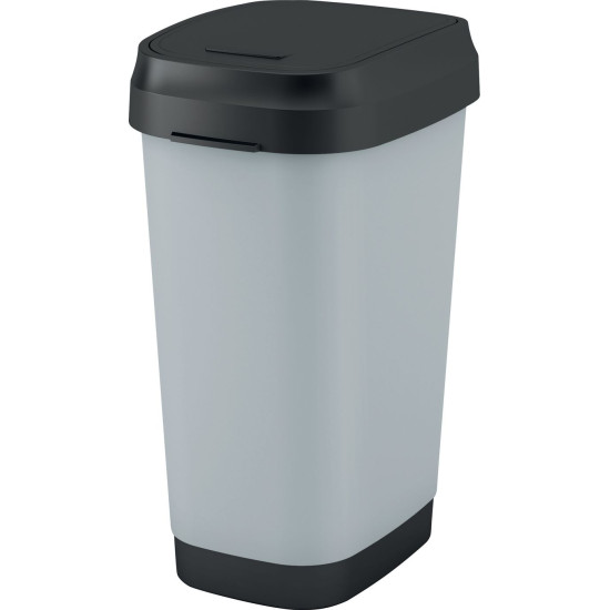 Trash bin KIS Dual Swing Style L Steel, 50L, grey, 42x30.5x60 cm, for waste