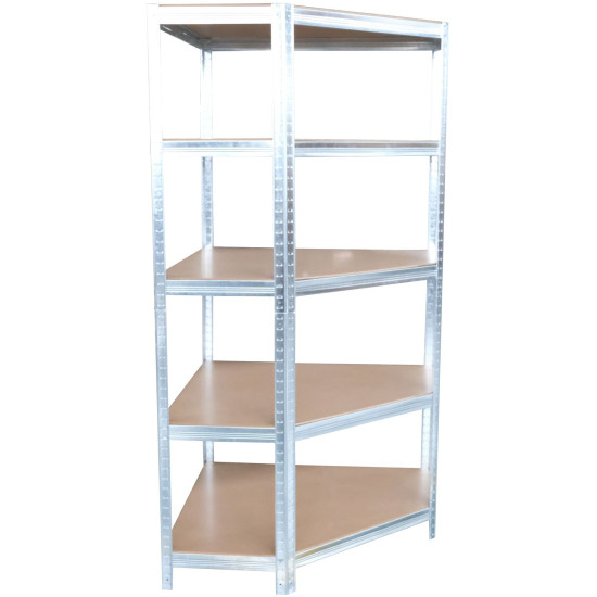 Regál Racks RAT80, do kúta, rohový, kovový, MDF, 5 políc, 180x90x40 cm, max. 150 kg/polica