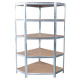Regál Racks RAT80, do kúta, rohový, kovový, MDF, 5 políc, 180x90x40 cm, max. 150 kg/polica